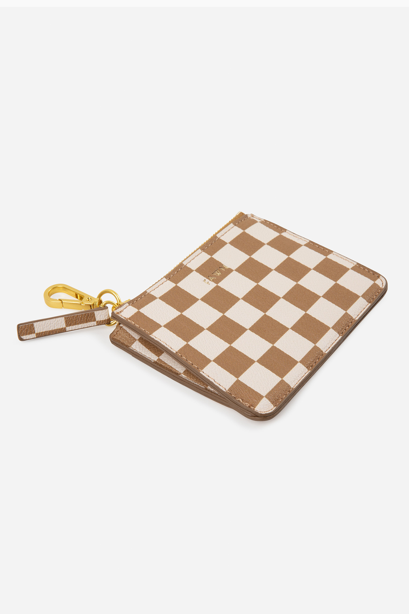 The Wallet Pouch – Tan/White Check