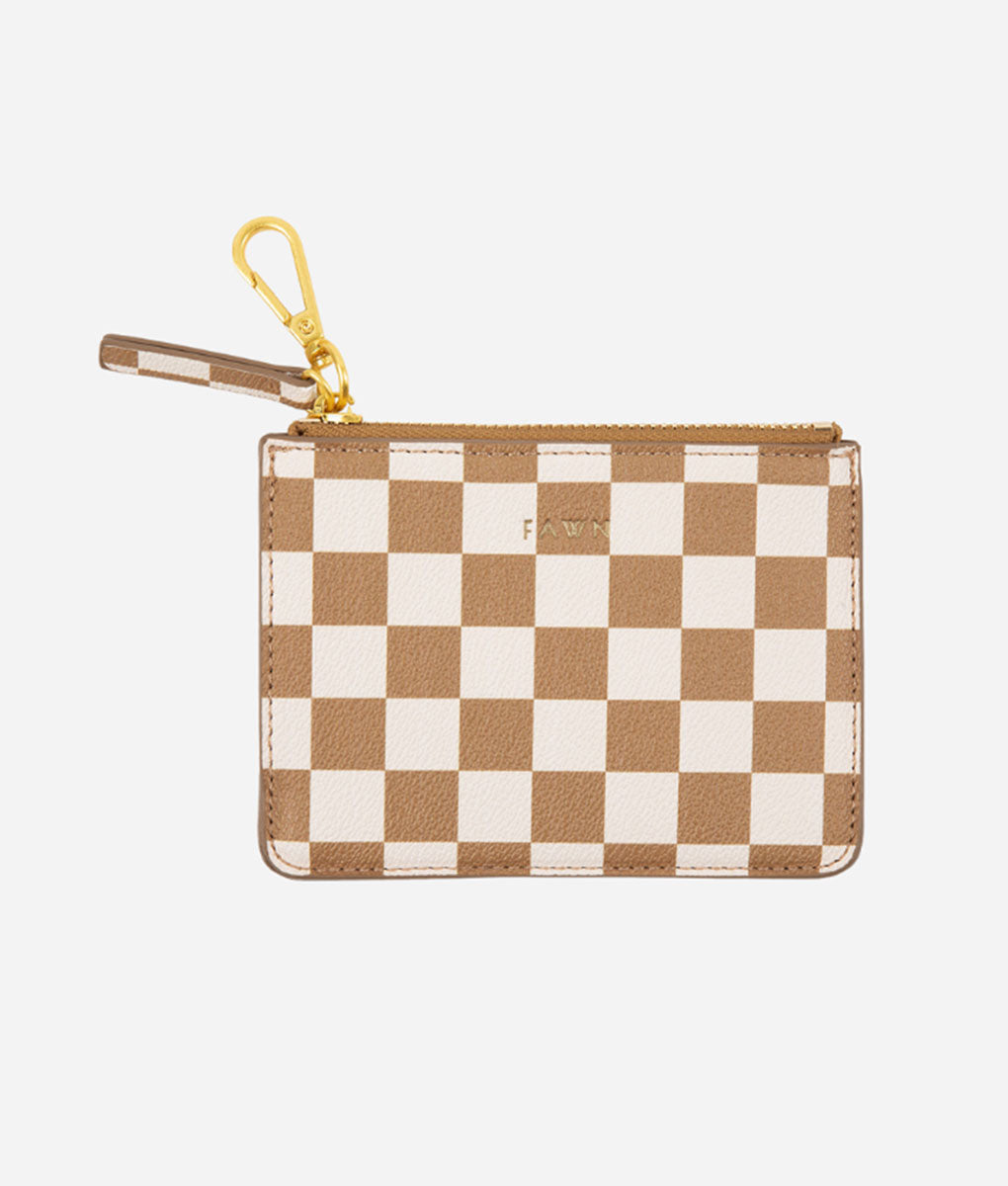 The Wallet Pouch – Tan/White Check