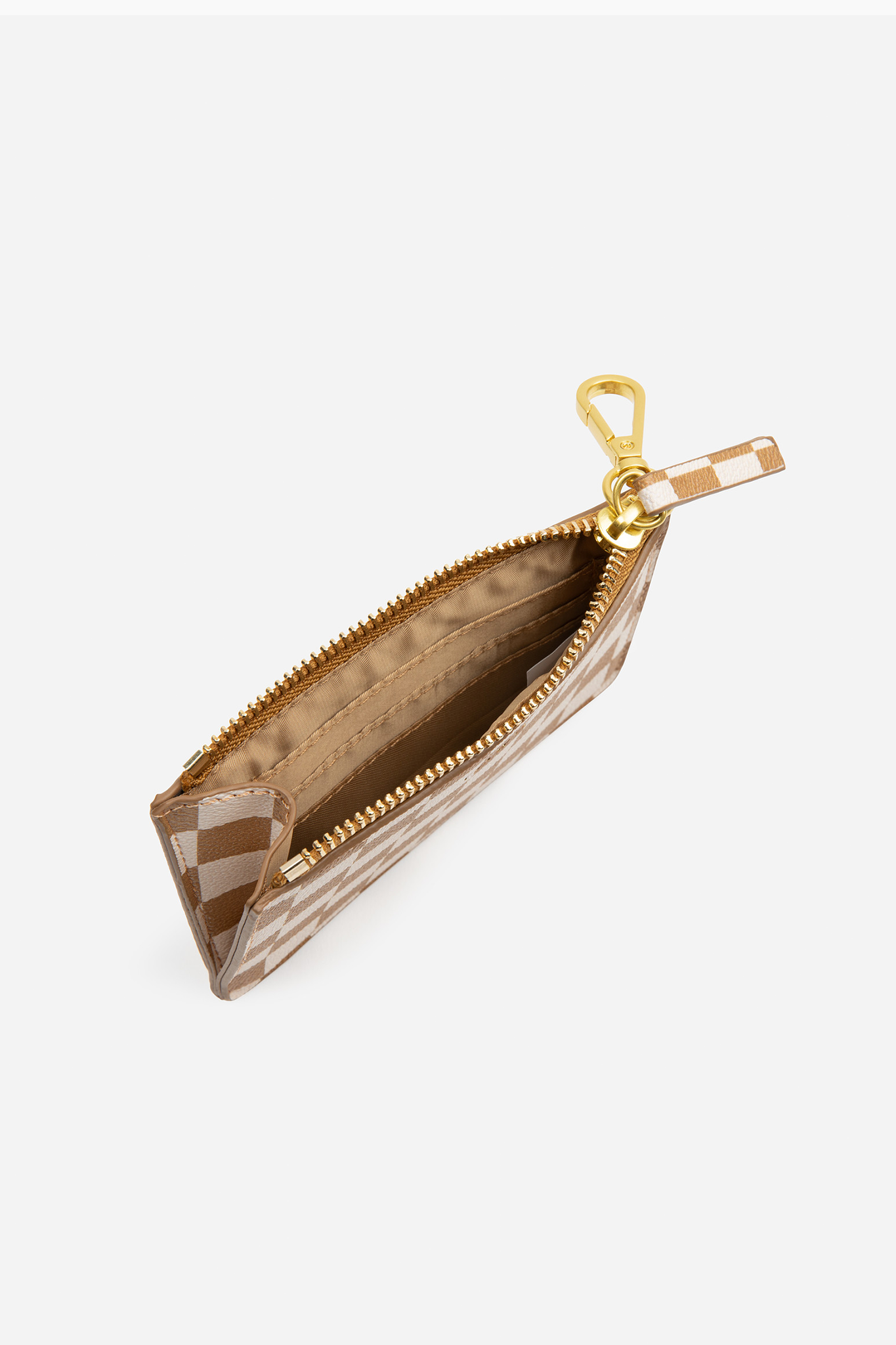The Wallet Pouch – Tan/White Check